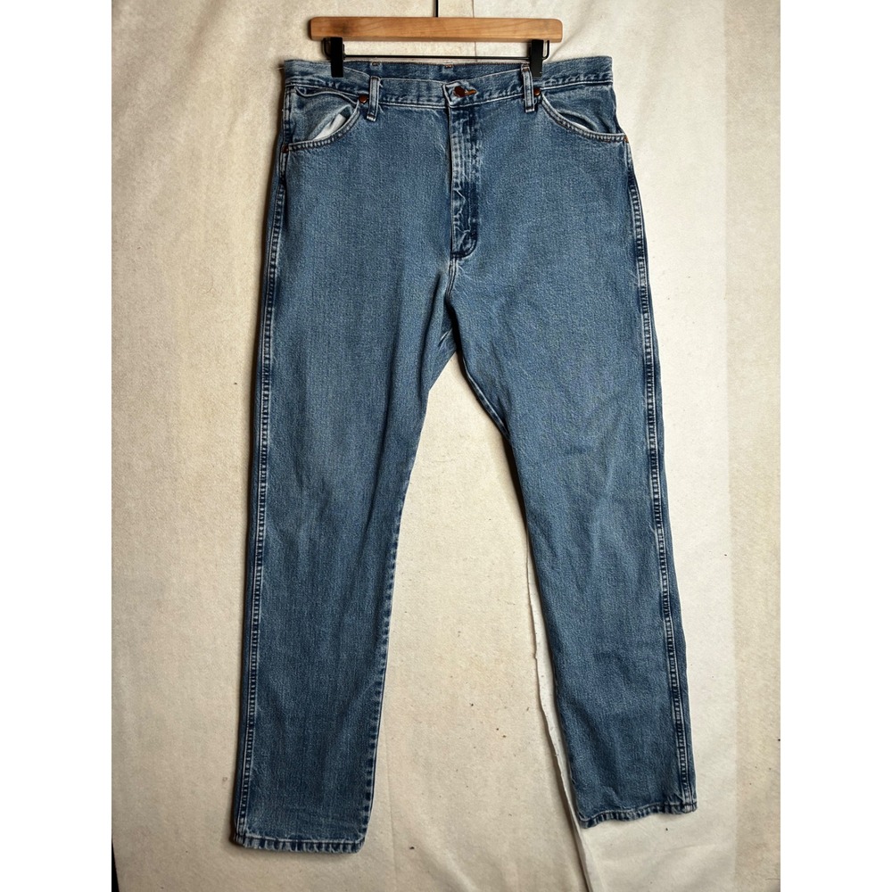 Wrangler 13WZGK Cowboy Cut Jeans Mens 38x36 Blue Stonewash‎ Straight Leg Denim